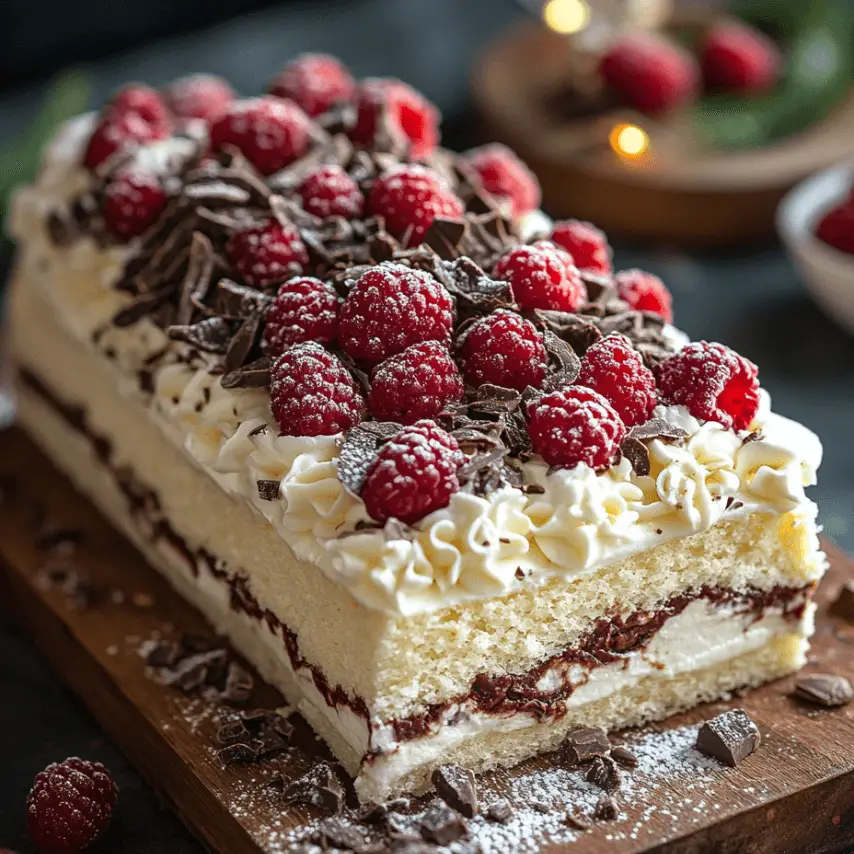 Bûche Chocolat Blanc, Framboise et Praliné Croustillant