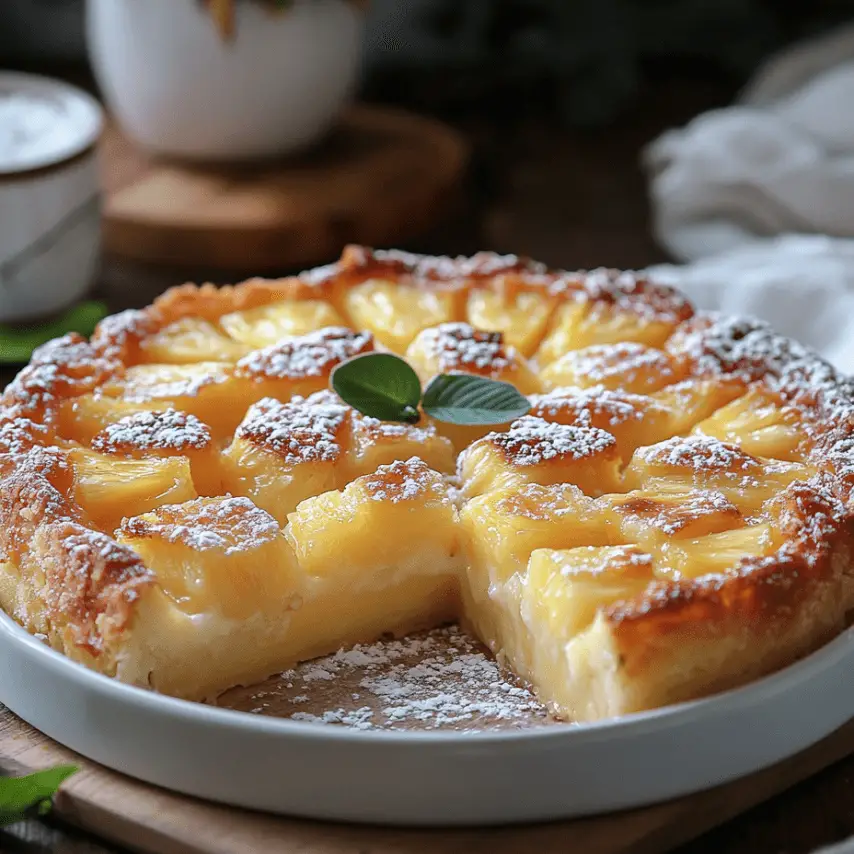 Clafoutis Tropical Ananas Coco fraîchement sorti du four