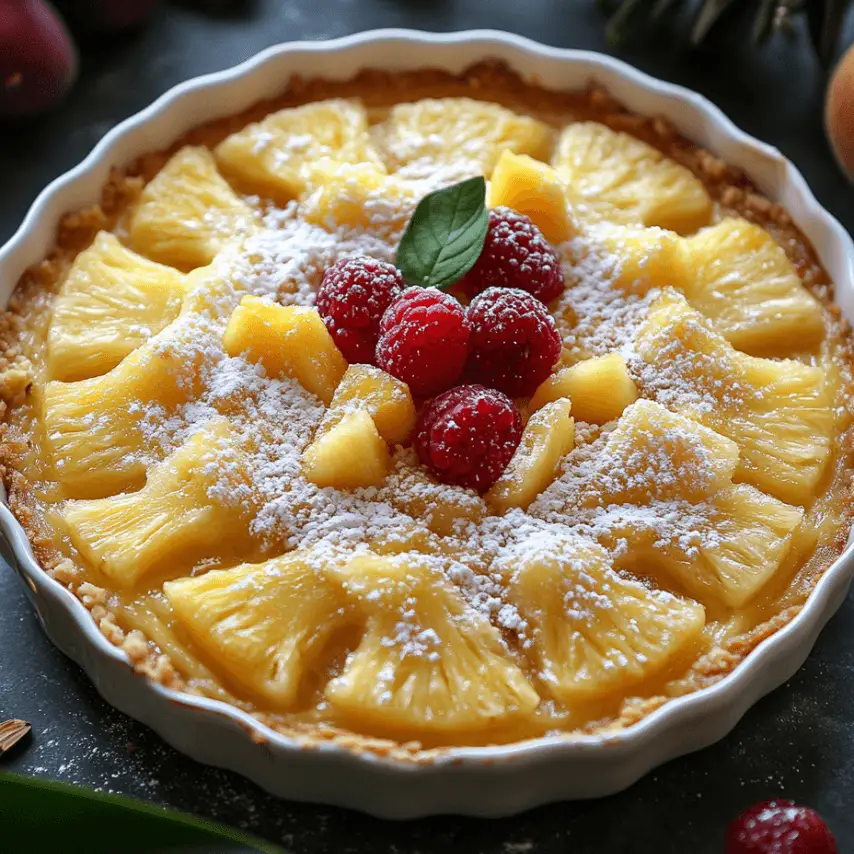 Clafoutis Tropical Ananas Coco fraîchement sorti du four