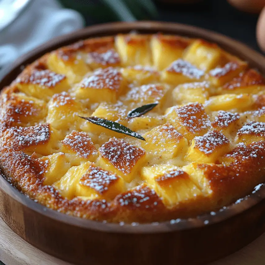 Clafoutis Tropical Ananas Coco fraîchement sorti du four