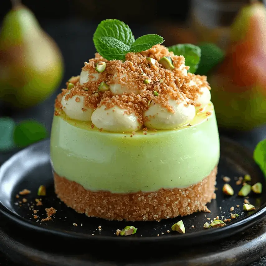 Entremets Poire Pistache Parfaitement Présenté