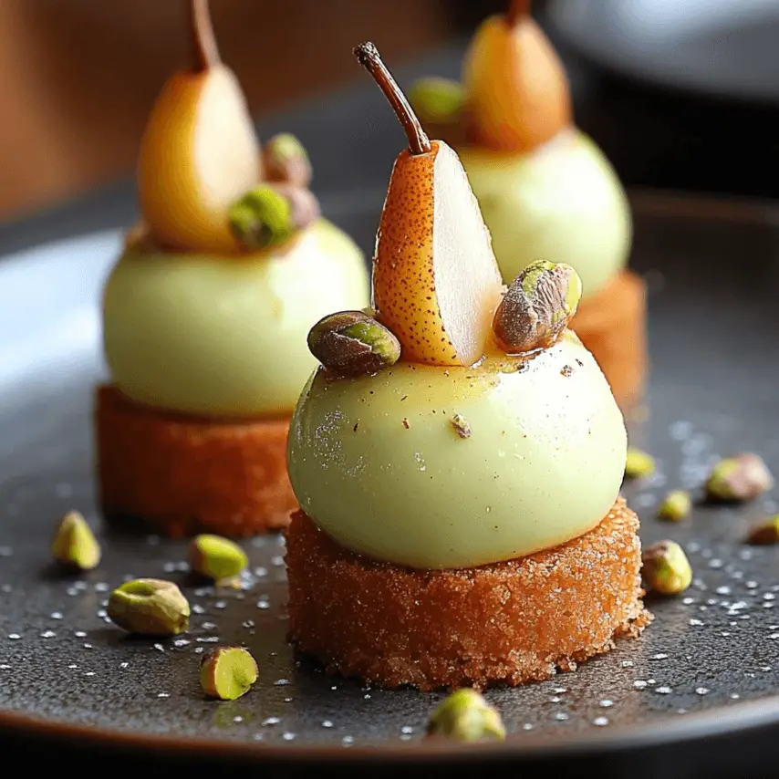 Entremets Poire Pistache Parfaitement Présenté