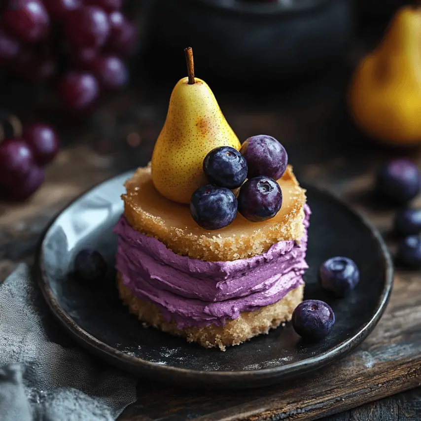 Entremets Poire et Mousse Mascarpone Myrtille Éclatant