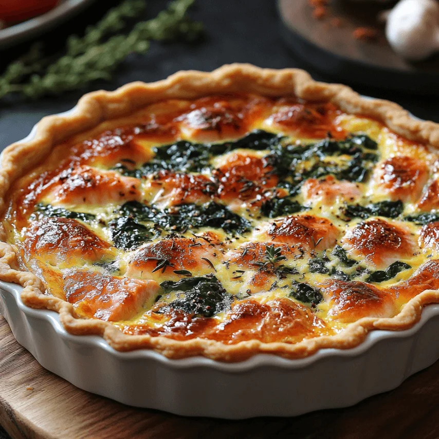 Quiche Saumon Épinards Garnie de Chèvre