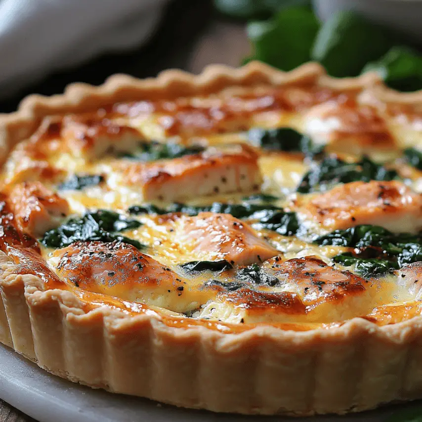 Quiche Saumon Épinards Garnie de Chèvre