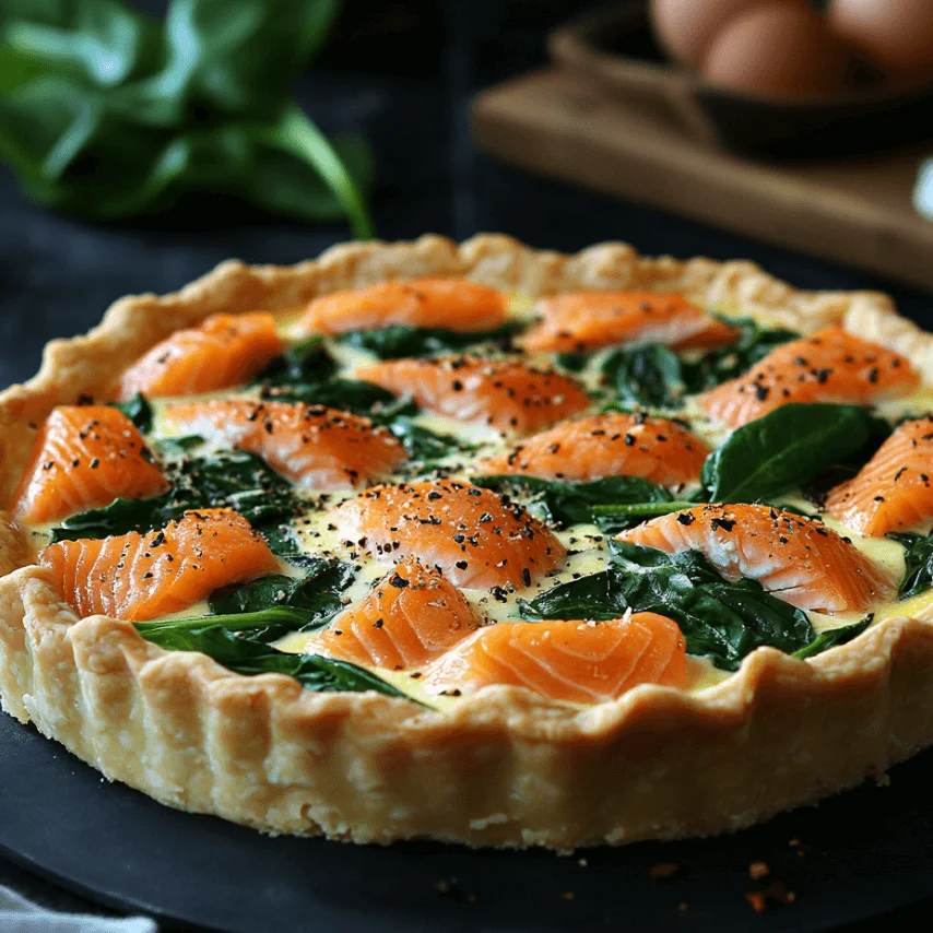 Quiche Saumon Épinards Garnie de Chèvre