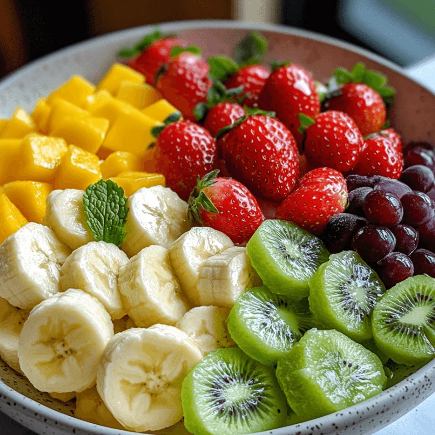 Salade de Fruits Fraîche avec Sauce au Chocolat Blanc Crémeuse