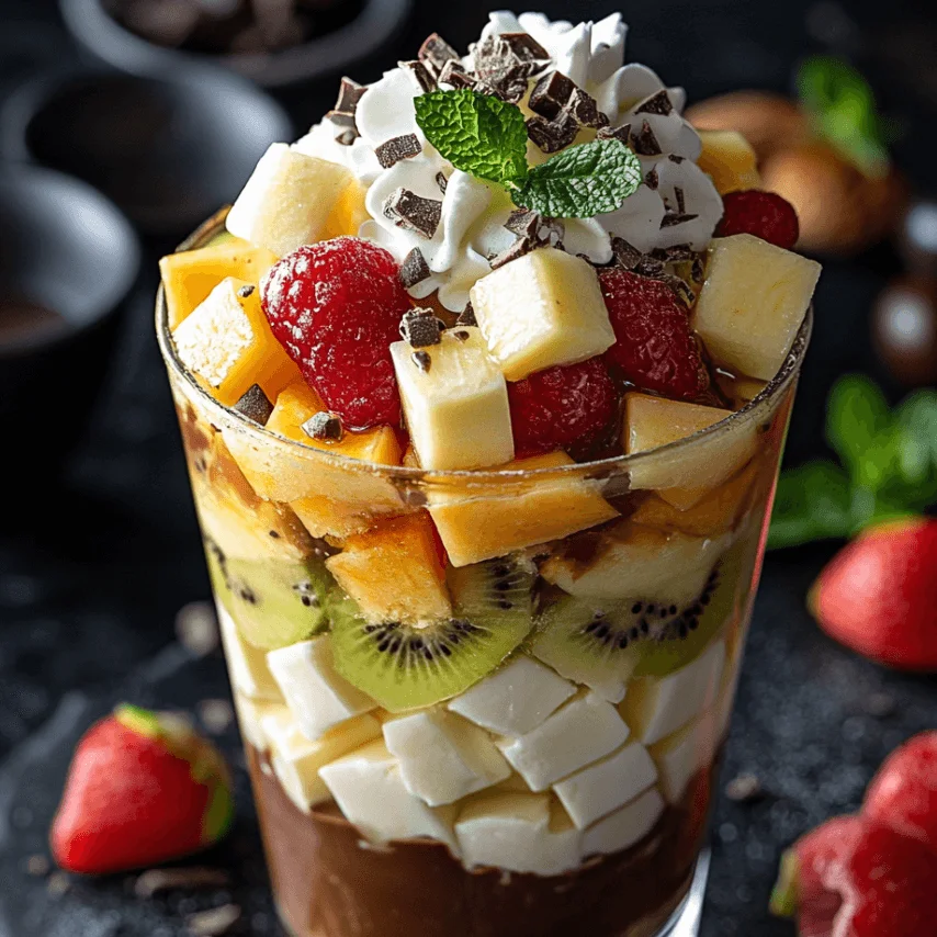 Salade de Fruits Fraîche avec Sauce au Chocolat Blanc Crémeuse