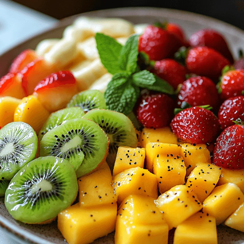 Salade de Fruits Fraîche avec Sauce au Chocolat Blanc Crémeuse
