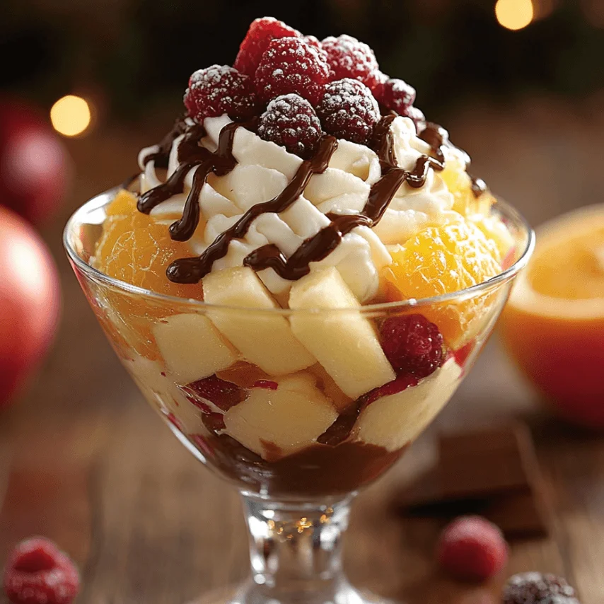 Salade de Fruits Fraîche avec Sauce au Chocolat Blanc Crémeuse