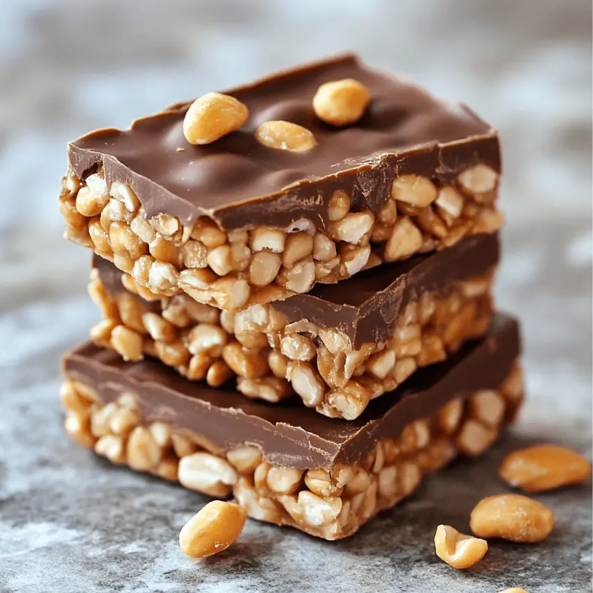 Barres Croustillantes Chocolat et Cacahuètes Maison