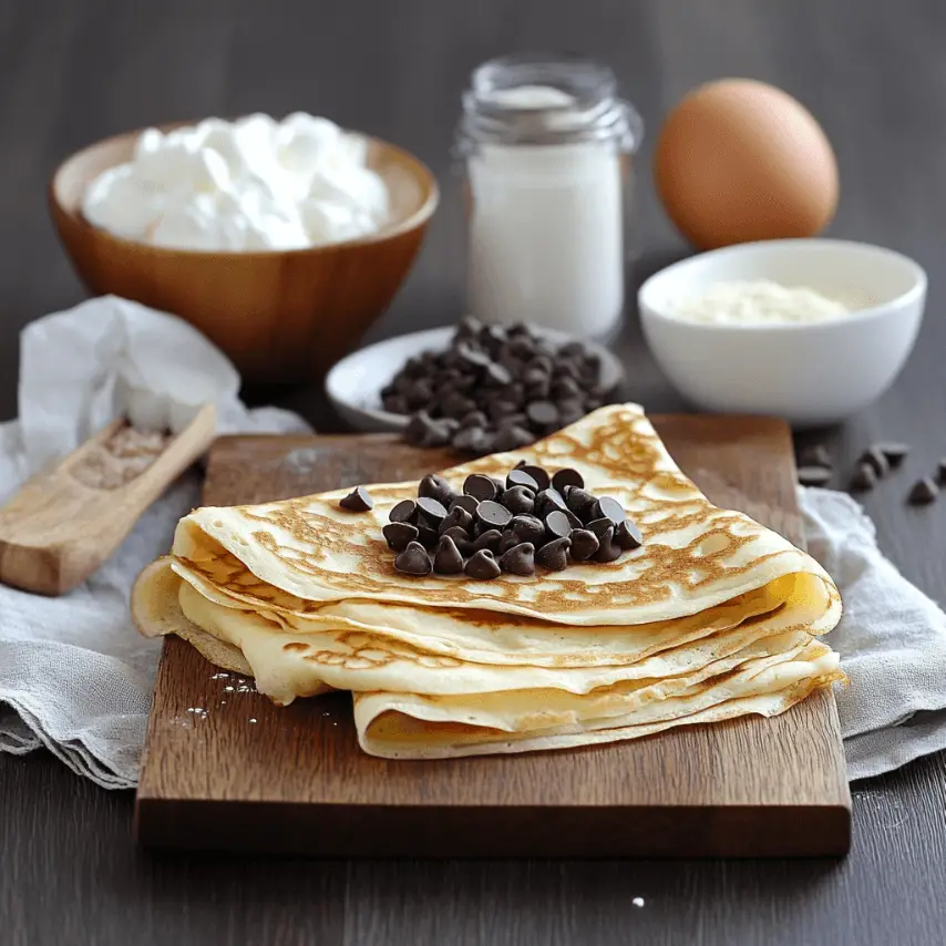 Crêpe au Yaourt et aux Pépites de Chocolat Maison