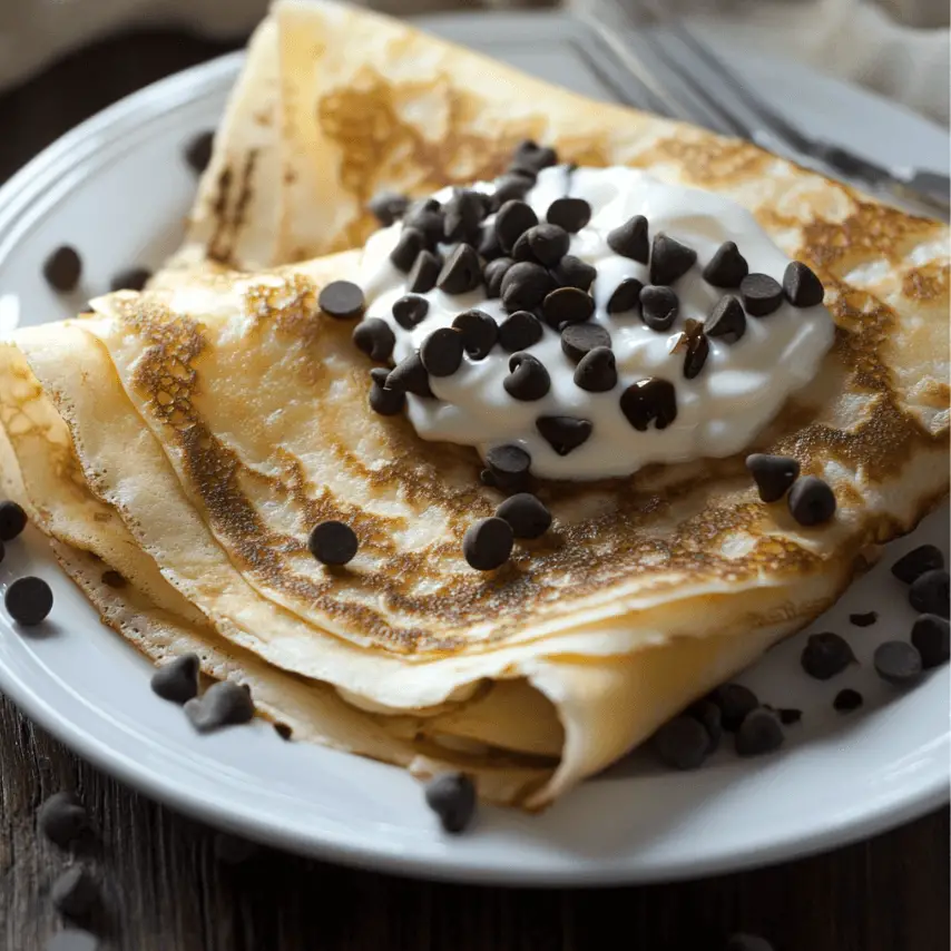 Crêpe au Yaourt et aux Pépites de Chocolat Maison