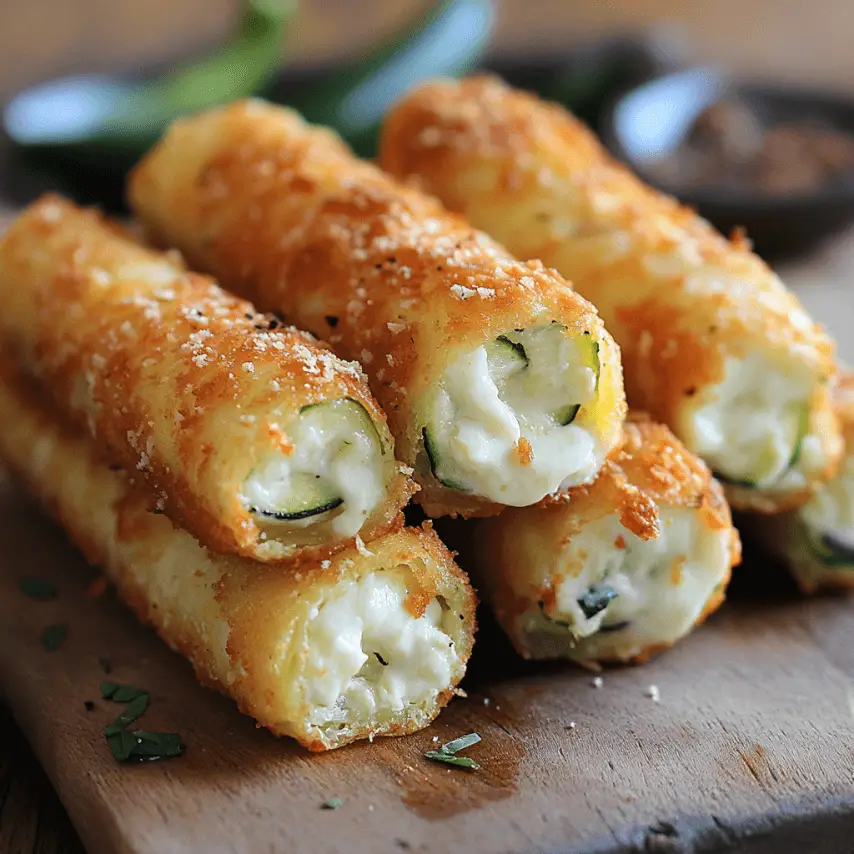 Cigares de Courgettes Croustillants au Fromage Feta Mozzarella