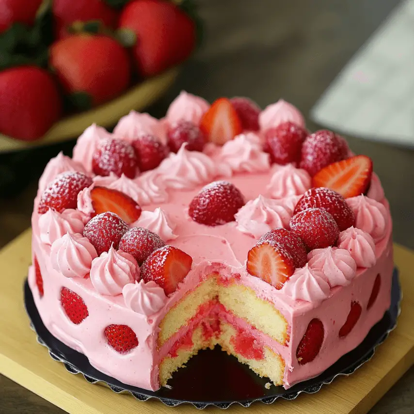 Gâteau Moelleux aux Fraises Fraîches Maison