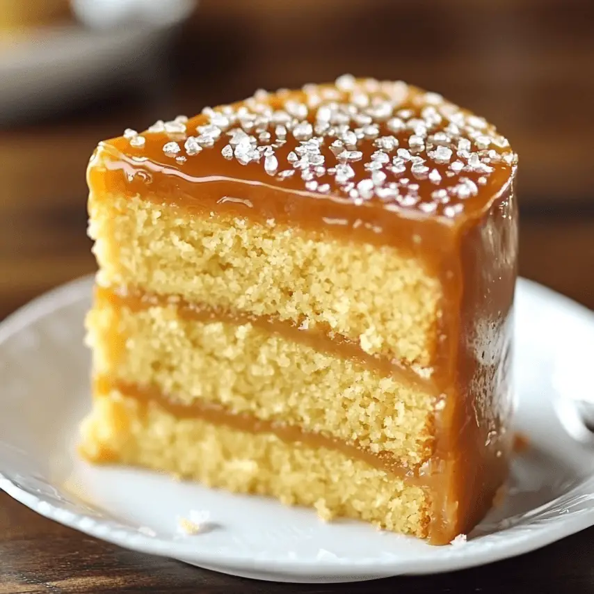 Gâteau magique au caramel au beurre salé en tranches fondantes