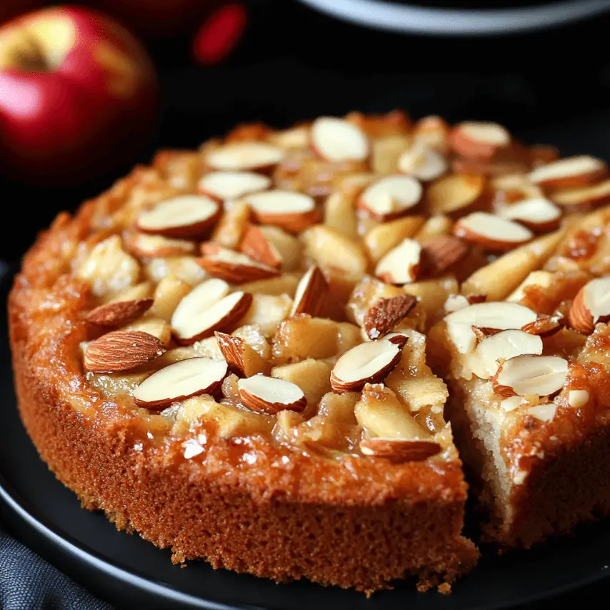 Gâteau moelleux aux pommes et amandes doré au four