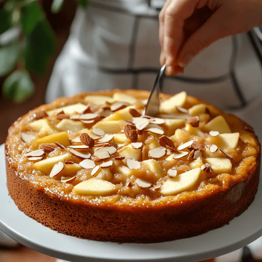 Gâteau moelleux aux pommes et amandes doré au four