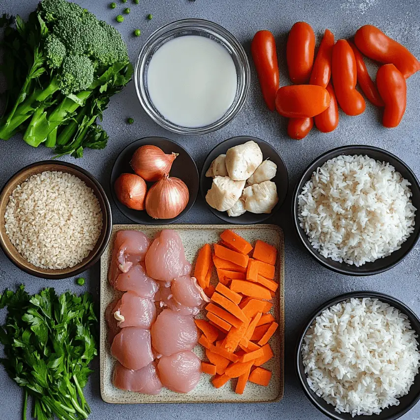 Poulet sauté aux légumes croquants et riz blanc vapeur