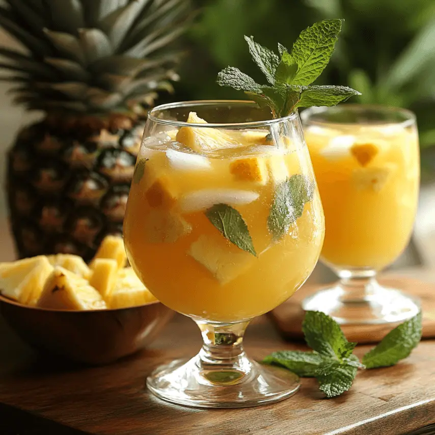 Punch Tropical à l'Ananas et à la Limonade Servi Frais