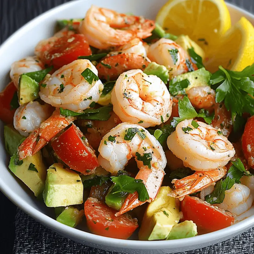 Salade Crevettes Marinées & Avocat Fraîche et Colorée