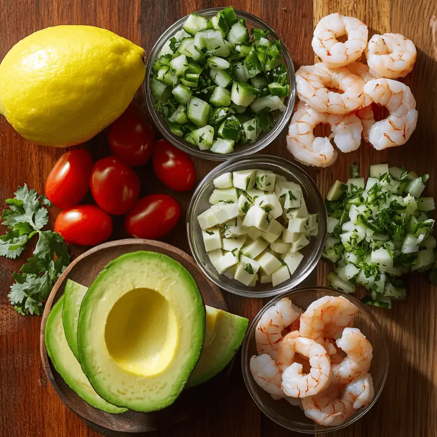 Salade Crevettes Marinées & Avocat Fraîche et Colorée