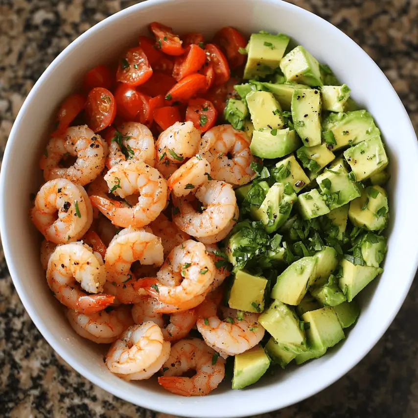 Salade Crevettes Marinées & Avocat Fraîche et Colorée