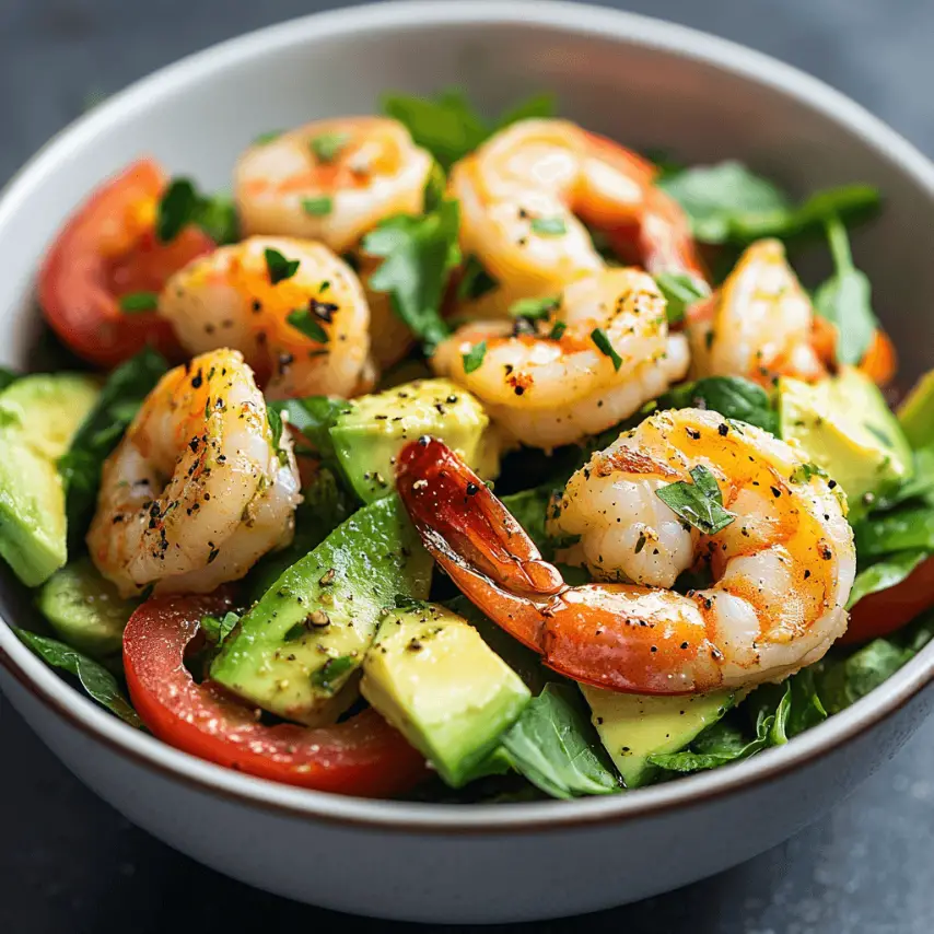 Salade Crevettes Marinées & Avocat Fraîche et Colorée
