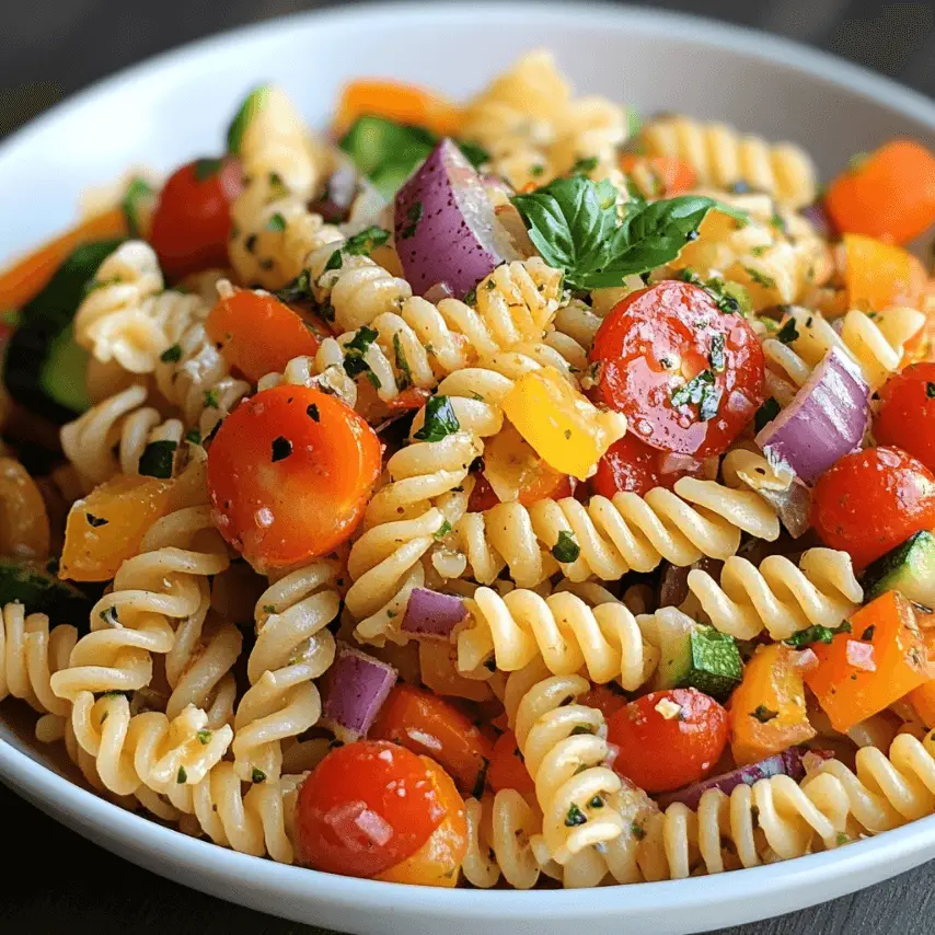 Salade de Pâtes Fraîches et Crudités Colorée