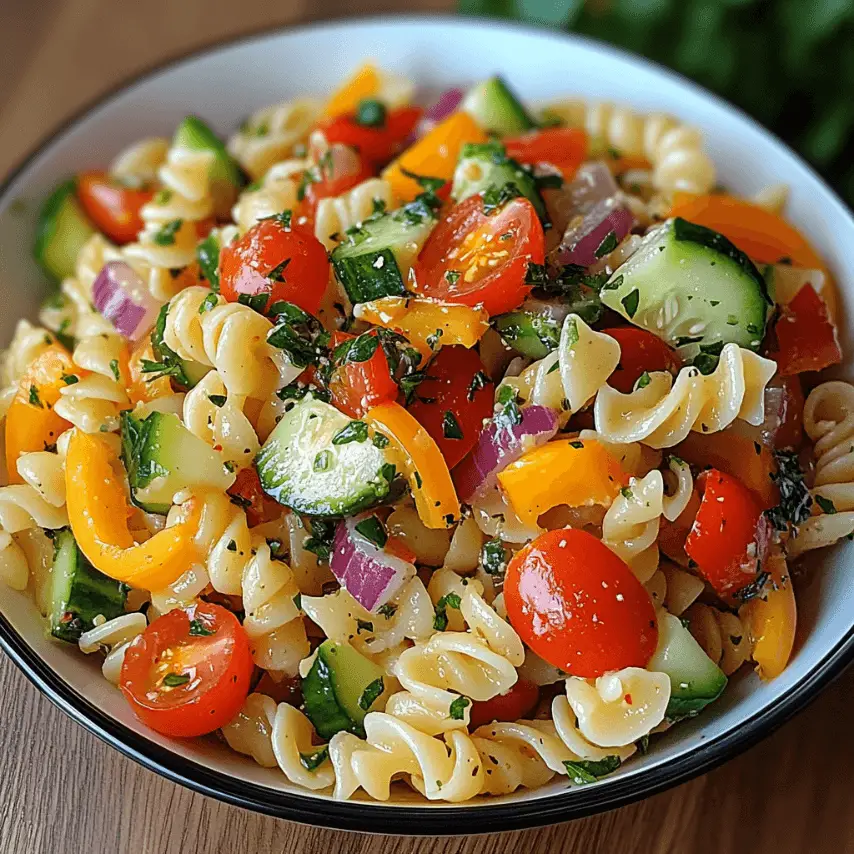 Salade de Pâtes Fraîches et Crudités Colorée