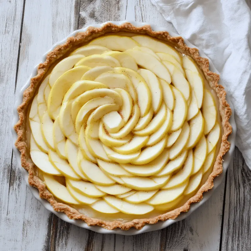Tarte aux pommes super crémeuse dorée au four