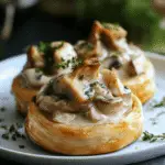 Vol-au-vent au poulet et champignons nappé de sauce crémeuse