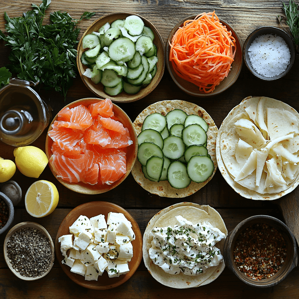 Wraps au fromage frais, concombres et saumon fumé : un délice à essayer !