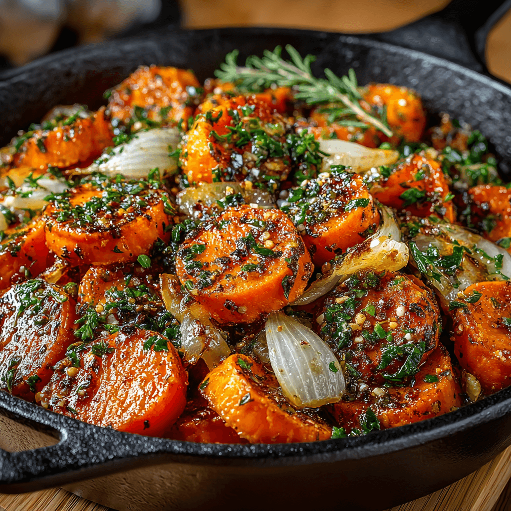 Poêlée de Patates Douces Sautées aux Oignons, Ail et Thym : Découvrez cette recette délicieuse !