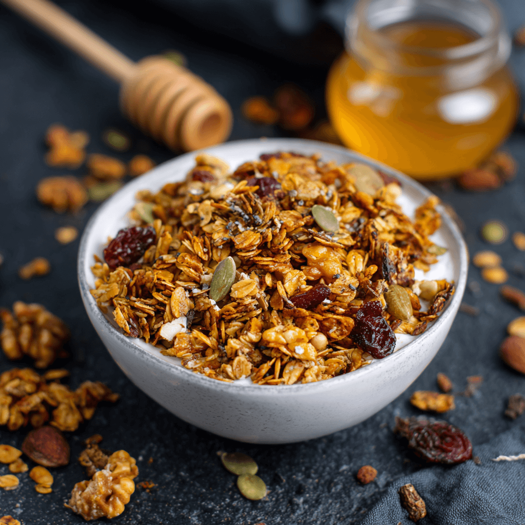 La recette du granola croustillant au Miel et épices maison : Découvrez le secret d'un petit-déjeuner irrésistible !