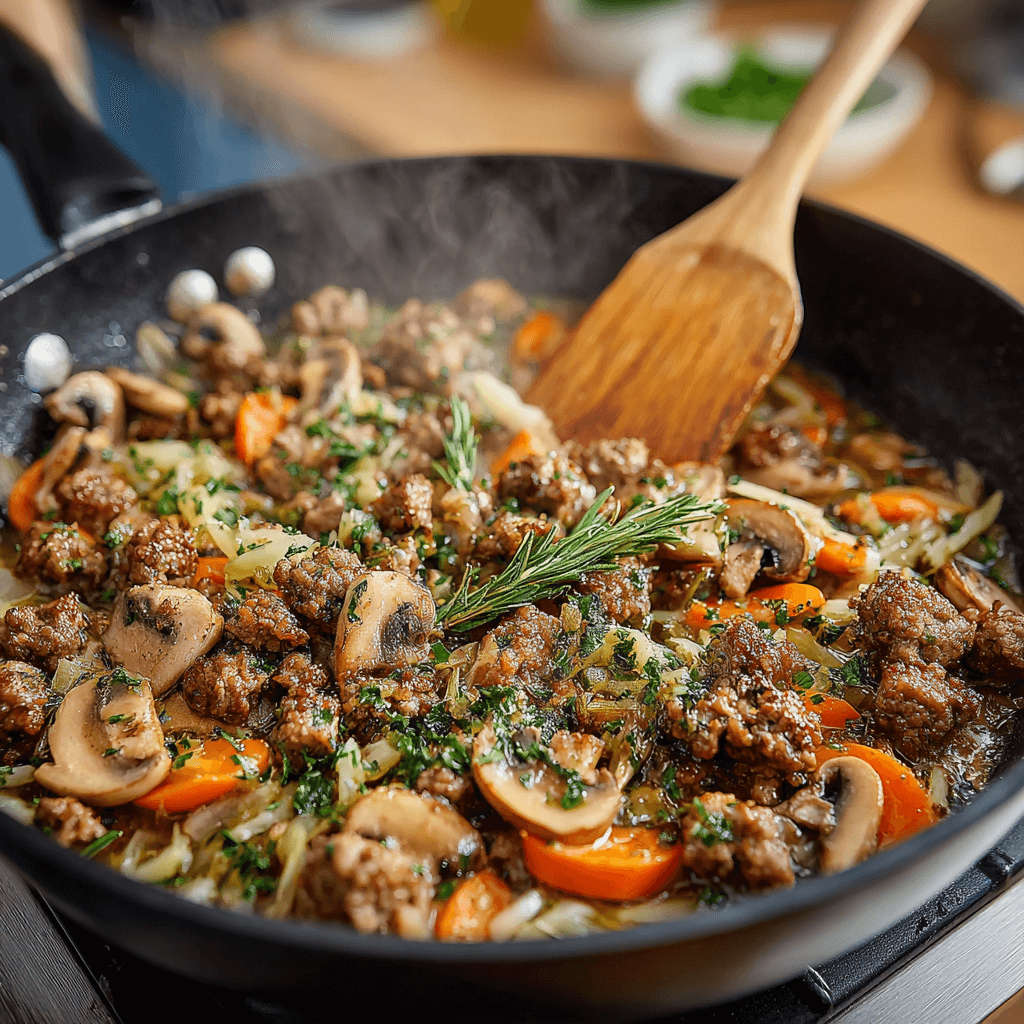 Poêlée de Boeuf Crémeuse aux Champignons et Carottes : savourez cette recette délicieuse !