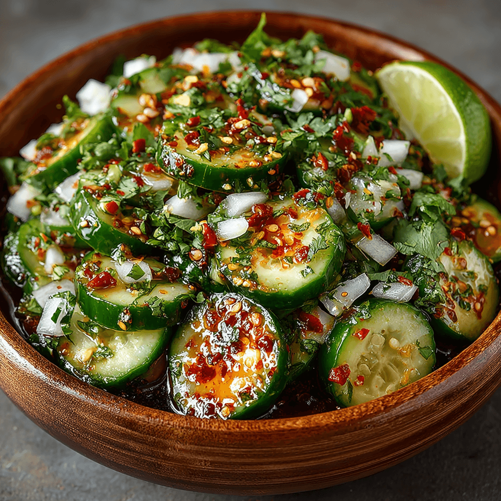 Salade de concombre mexicaine fraîche et épicée au citron vert et au tajin : découvrez une recette irrésistible !