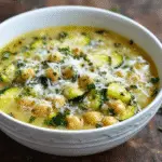 Soupe de courgettes, pois-chiche et parmesan délicieuse à découvrir !