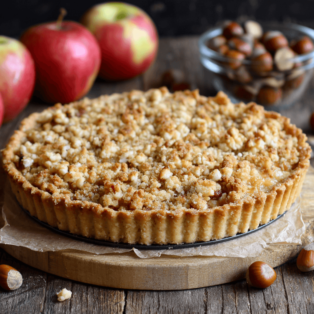 Tarte aux pommes et crumble noisettes : un délice à savourer !