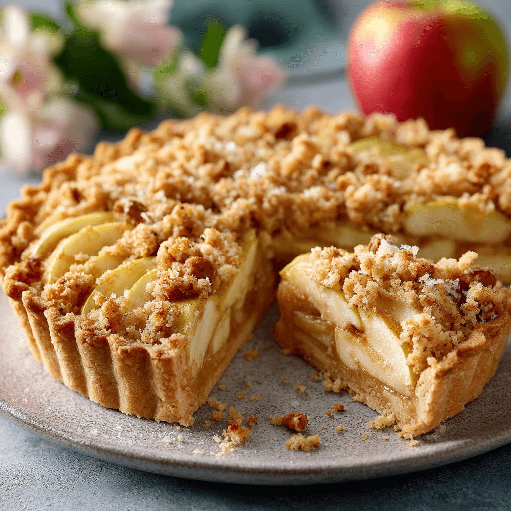 Tarte aux pommes et crumble noisettes : un délice à savourer !