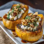 Délice d'Automne Courges Butternut Farcies au Chèvre, Noix et Miel : Une recette exquise à découvrir !