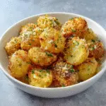 Pommes de terre grenaille au parmesan cuites au four : savourez ce délice croustillant ! Step 1: Preheat the Oven Before you begin, it's essential to preheat your oven to 200°C (400°F). This allows the Baked Baby Potatoes with Parmesan to cook evenly and achieve that beautiful golden crust. A hot oven is key to a perfect crispiness. While the oven heats up, you can focus on preparing the potatoes. Step 2: Prepare the Potatoes To begin, wash the baby potatoes thoroughly under cold water. This removes any dirt or impurities. Then, dry them well with a clean tea towel. This step is crucial, as wet potatoes won't roast properly. You want them ready to crisp up! Step 3: Mix the Ingredients In a large bowl, add the dried potatoes. Pour in the olive oil, then add the salt, black pepper, and herbes de Provence. Mix everything well with your hands or a spatula. Make sure each potato is well coated. This mixture will give your Baked Baby Potatoes with Parmesan an incredible flavor. Step 4: Arrange on the Baking Sheet Line a baking sheet with parchment paper. This prevents the potatoes from sticking and makes cleanup easier. Spread the potatoes in a single layer on the baking sheet. Avoid crowding them, as this allows hot air to circulate and makes them even crispier. Step 5: Initial Baking Bake the potatoes for an initial baking of 25 to 30 minutes. During this time, keep a close eye on them. You'll know they're ready when they're golden brown and crispy. To check, pierce a potato with a fork. If it slides in easily, that's a good sign! Step 6: Add the Parmesan Once the potatoes are golden brown, remove them from the oven. Sprinkle generously with grated Parmesan cheese. Return them to the oven for another 5 minutes. This will allow the cheese to melt and create a delicious crust. The aroma wafting from your oven will be simply irresistible! Step 7: Serve and Enjoy Finally, remove your Baked Parmesan Baby Potatoes from the oven and let them rest for a few minutes. Serve them warm, alongside your favorite main dish. They pair perfectly with grilled meats or even as a vegetarian dish. Don't forget to savor every crispy and delicious bite!