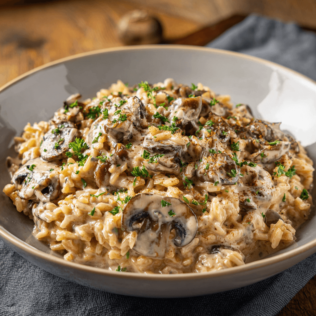 Stroganoff Crémeux aux Champignons et Riz Complet : Savourez une Délicieuse Recette Facile !