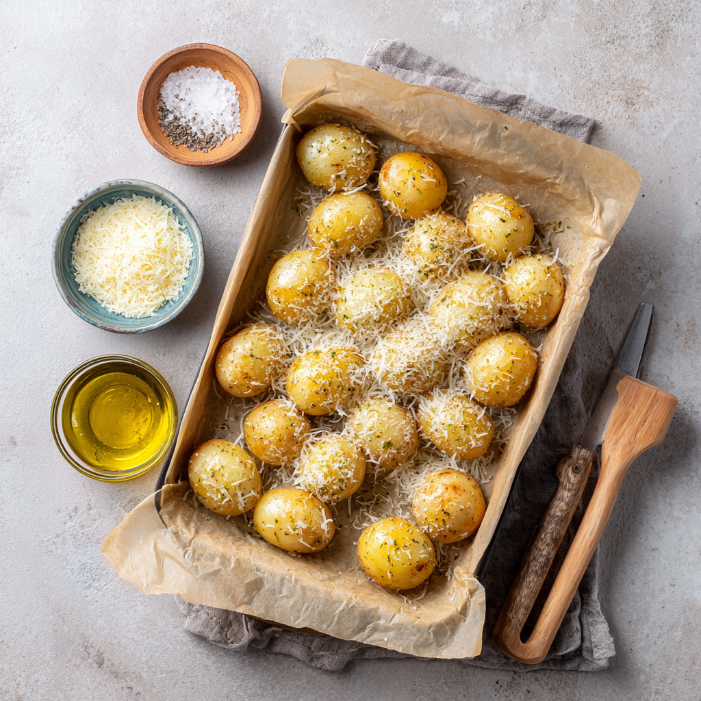 Pommes de terre grenaille au parmesan cuites au four : savourez ce délice croustillant !
