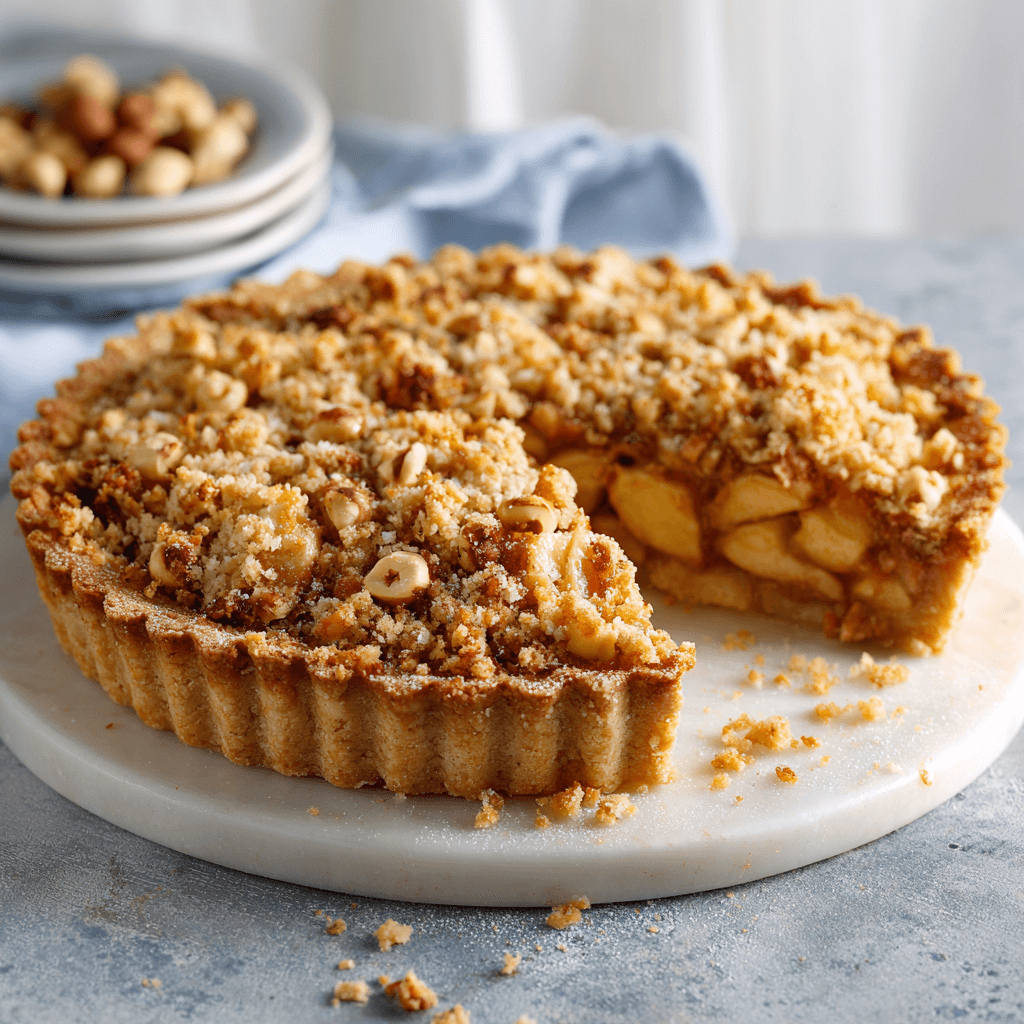 Tarte aux pommes et crumble noisettes : un délice à découvrir !