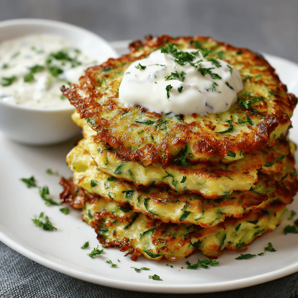 Pancakes de courgettes et sauce yaourt : le goût facile !