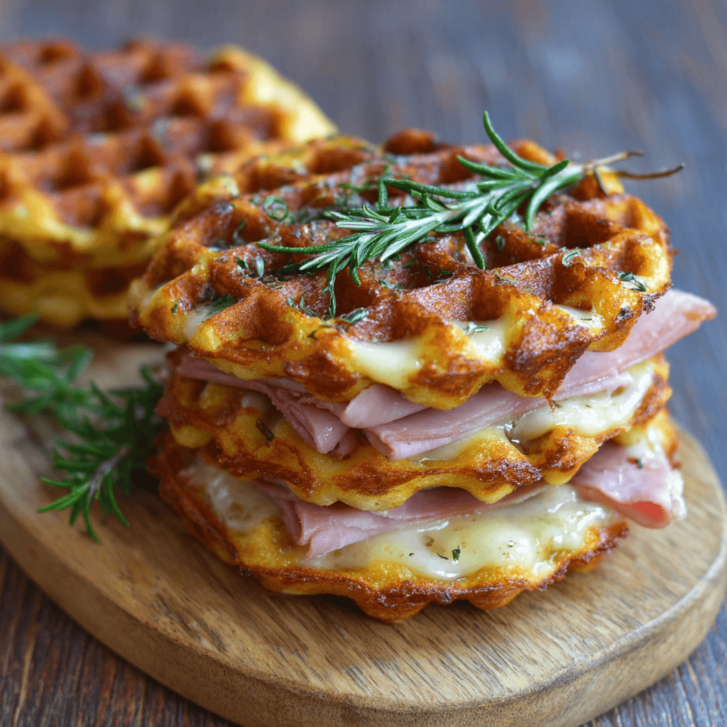 Gaufres Croustillantes Garnies de Jambon de boeuf et Fromage : découvrez cette recette délicieuse !
