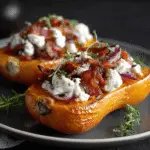 Recette de Butternut Farcie aux Lardons de boeuf et au Chèvre Fondant