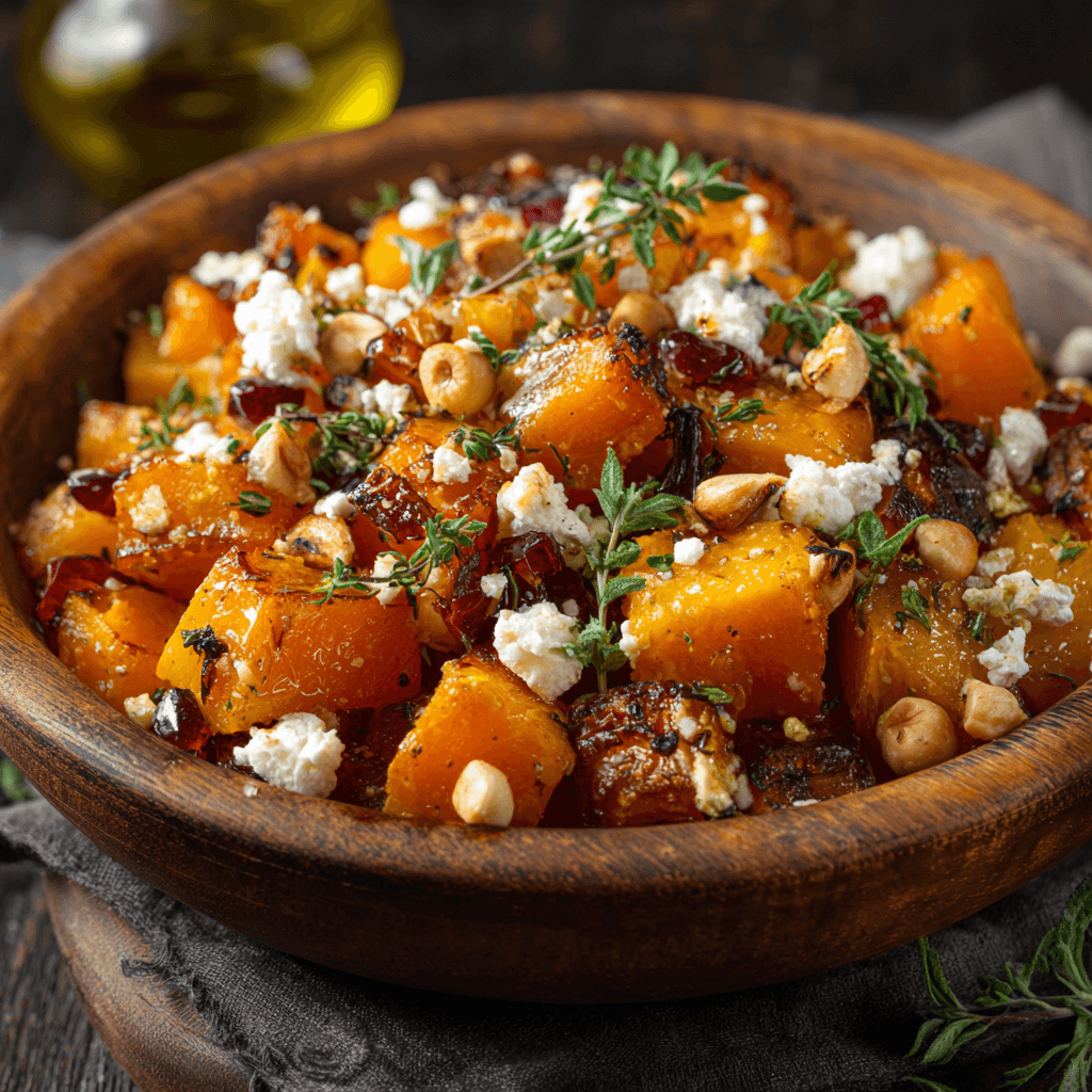 Butternut Rôti au Miel, Thym, Feta & Noisettes : Découvrez la recette délicieuse à essayer cet automne!