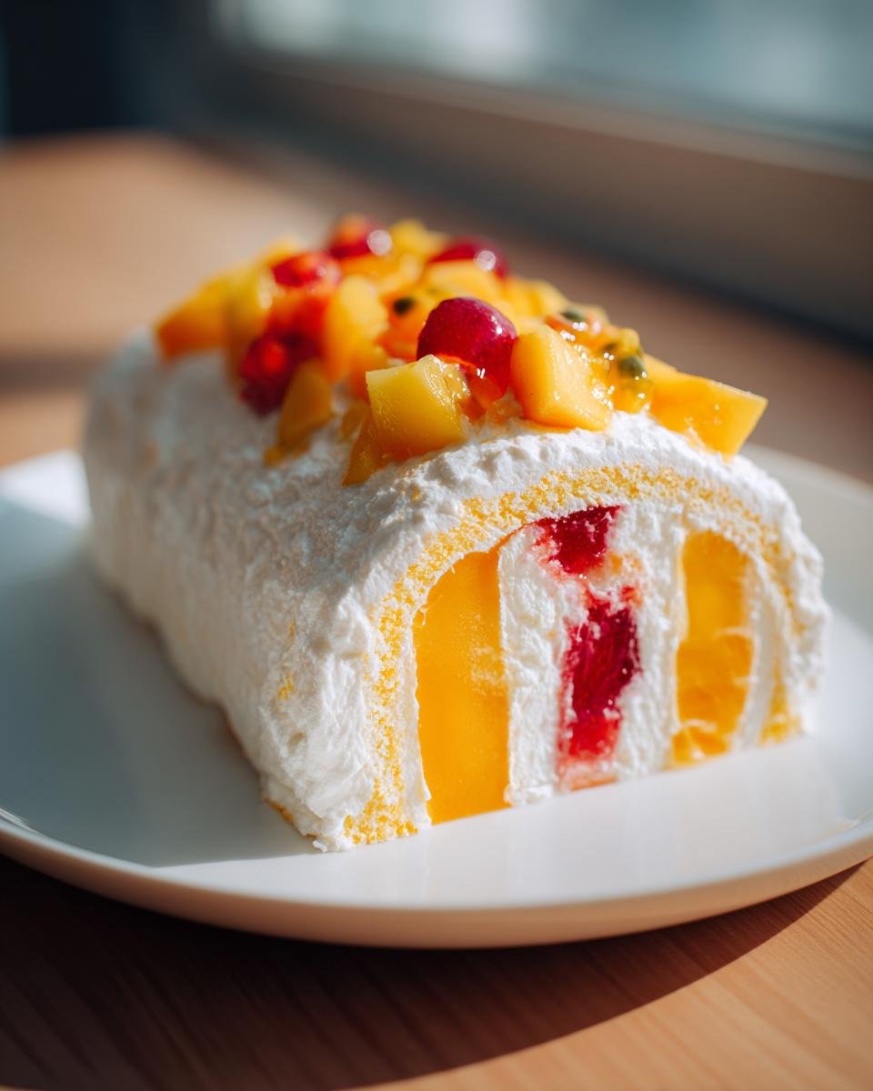 Bûche Exotique Mangue & Passion, Dessert Frais pour Fête - detail 1